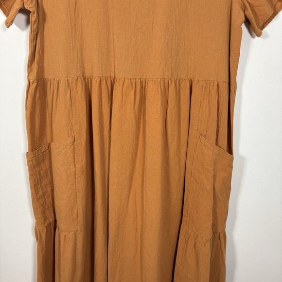 SHEIN Orange Dress Large A Line Gauzy Pockets Flowy Summer Boho - Picture 7 of 8